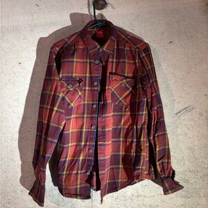 Eastern Mountain Sports Men's Red and Yellow Plaid Shirt Jacket